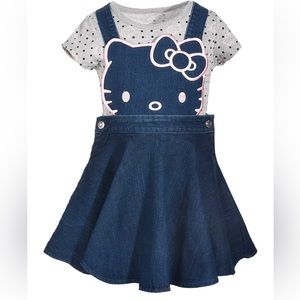 Hello Kitty Girls 2-Pc. Denim Skirtall & T-Shirt Set
